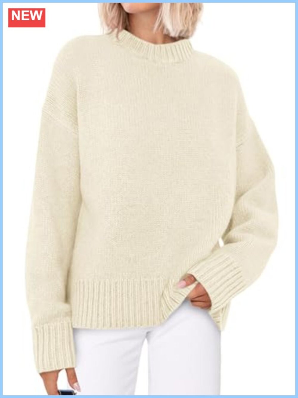 Oversized Rollneck Knit Pullover Sweater for Women Cozy Drop Shoulder Long